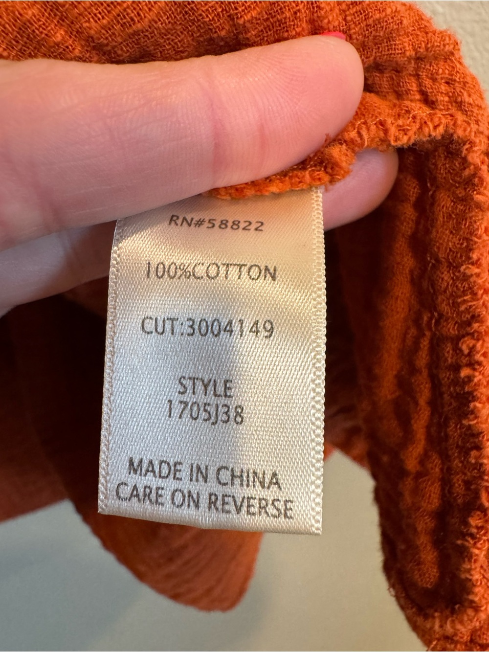 ⭐ 2/$20 Max Studio Rust Orange 100% Cotton Gauze Textured Peasant Blouse - Picture 8 of 8